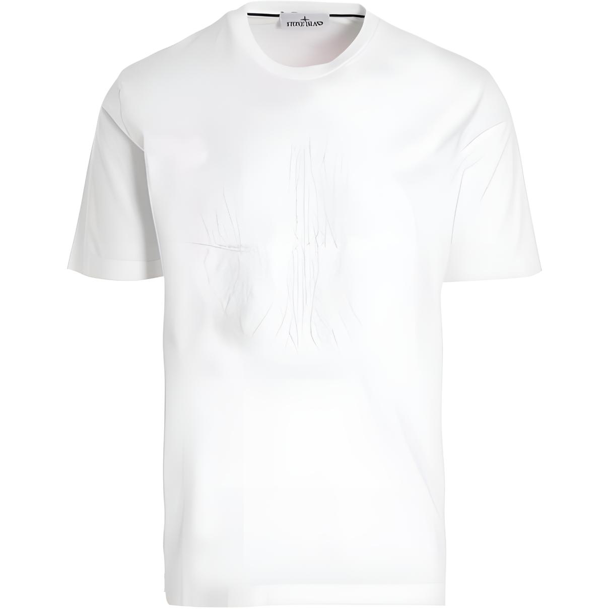 Stone Island FW22 Effen Kleur Losse Pasvorm Ronde Hals Korte Mouw T-shirt Heren Tops Wit 771521559-V0001 S