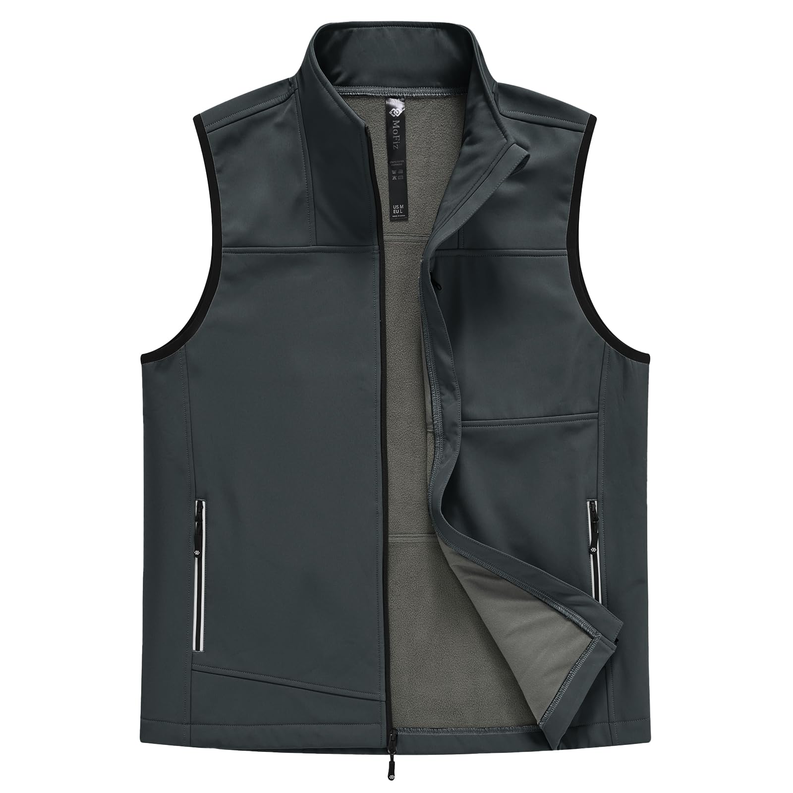 

MoFiz Casual Golf Sleeveless Jacket with Fleece Multifunctional and Warm for and Available in Dark Gray Men s Vest, Lining, Fishing, Hiking, Running,