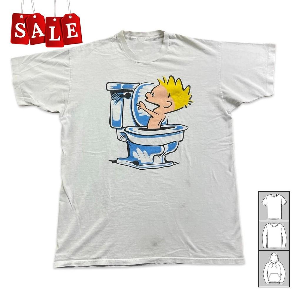 

New Calvin and Hobbes Spin Cycle Toilet Gift For Fans Unisex S5XL Shirt WE523 Unisex T-Shirt S