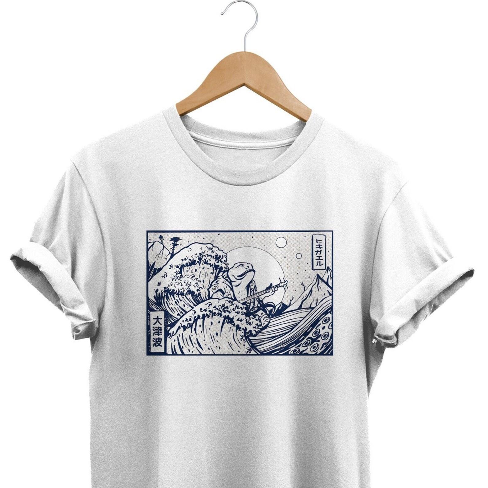 Retro Frog Japan Traditional Wave T-shirt, Urban Japanese Streetwear, Toad Lover Gifts M