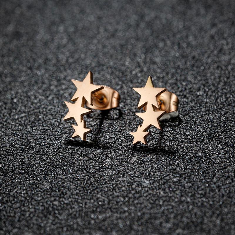 Big Star Earings Punk Stud Earrings Women Minimalist Jewelry Rose Gold Color Stainless Steel Earrings 2024 Piercing Accessories