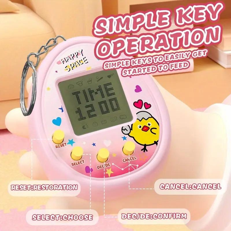 Cute Cartoon Handheld Virtual Pet Game Console With Keychain Portable Mini Electronic Pet Raising Machine Battery Powered