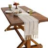 Runner da Tavola Intrecciato in Cotone con Nappe Color Crema Decorazione Tavola in Tessuto Stile Bohemien Country Farmhouse Versatile per Tavolino da Caffè Tavolo da Pranzo