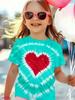 Girl Clothing Heart Tie Dye Print Summer Kids Short Sleeve T-Shirt Cute Round Neck Boy Girl Tee Outdoor Cute Children's Clothing