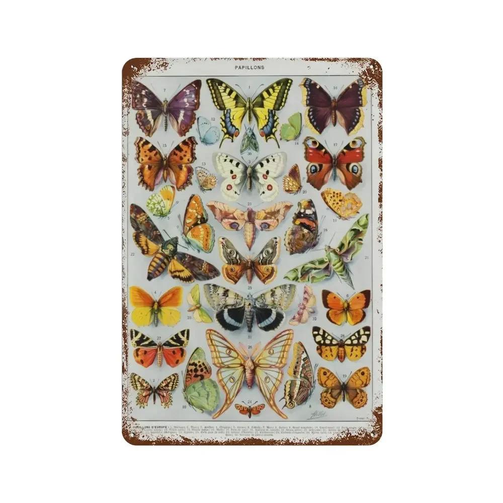 Vintage Mushroom Medicine Flower Insect Butterfly Vegetable Pumpkin Carrot Metal Aluminum Signs Home Room Garden Wall Art Pla