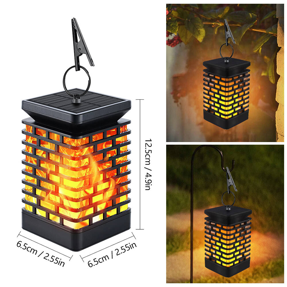 2-4PCS Solar Lights Outdoor Garden Hanging Solar Flame Flickering Lantern Waterproof Solar Path Light Dancing Flame Light Yard