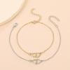 Boho Bling Hollow Out Love Foot Chain\ Zinc Zinc Alloy Leg Chain Double Heart Anklet  Travelling Souvenir