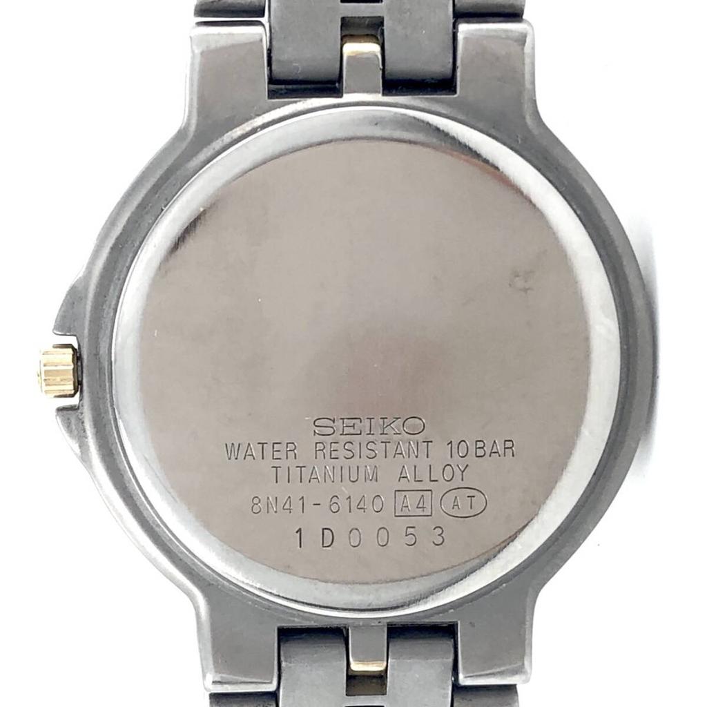 New battery Working SEIKO DOLCE quartz manufactured in Black 10 ATM water 3 replaced. condition. 8N41-6140 watch, 1991. dial, titanium, ladies' watch
