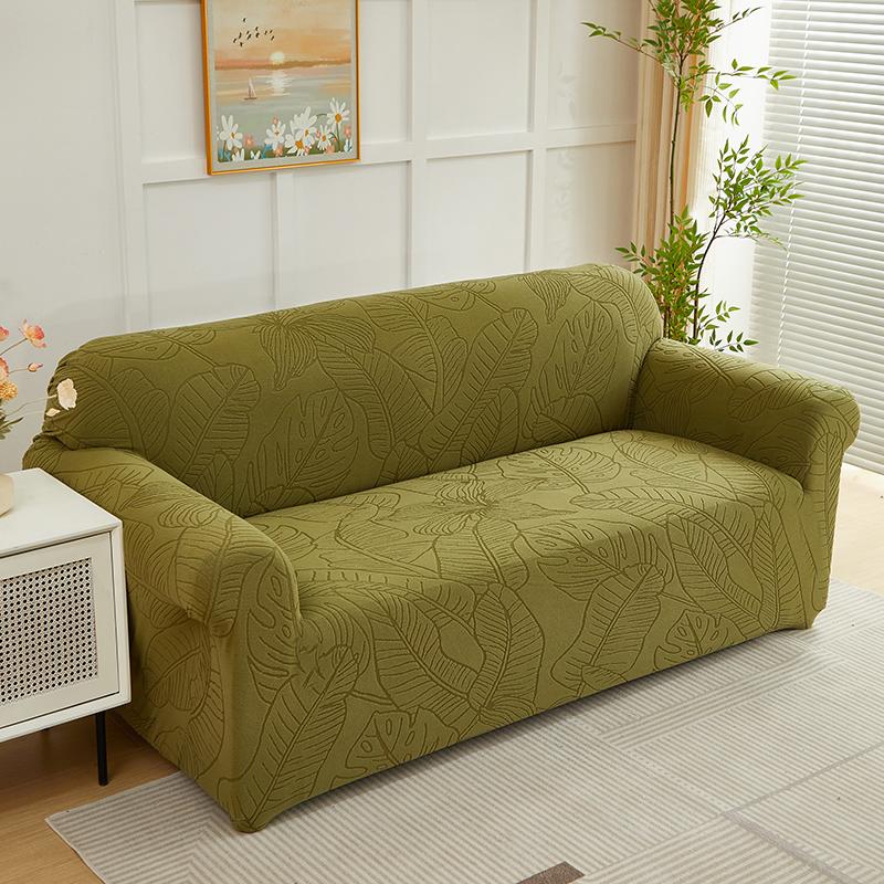 1 Stück Blättermuster Sofakissenbezug Elastische Passform Weicher Jacquard Waschbarer Sofaüberwurf für Wohnzimmer Couch Kissenbezüge