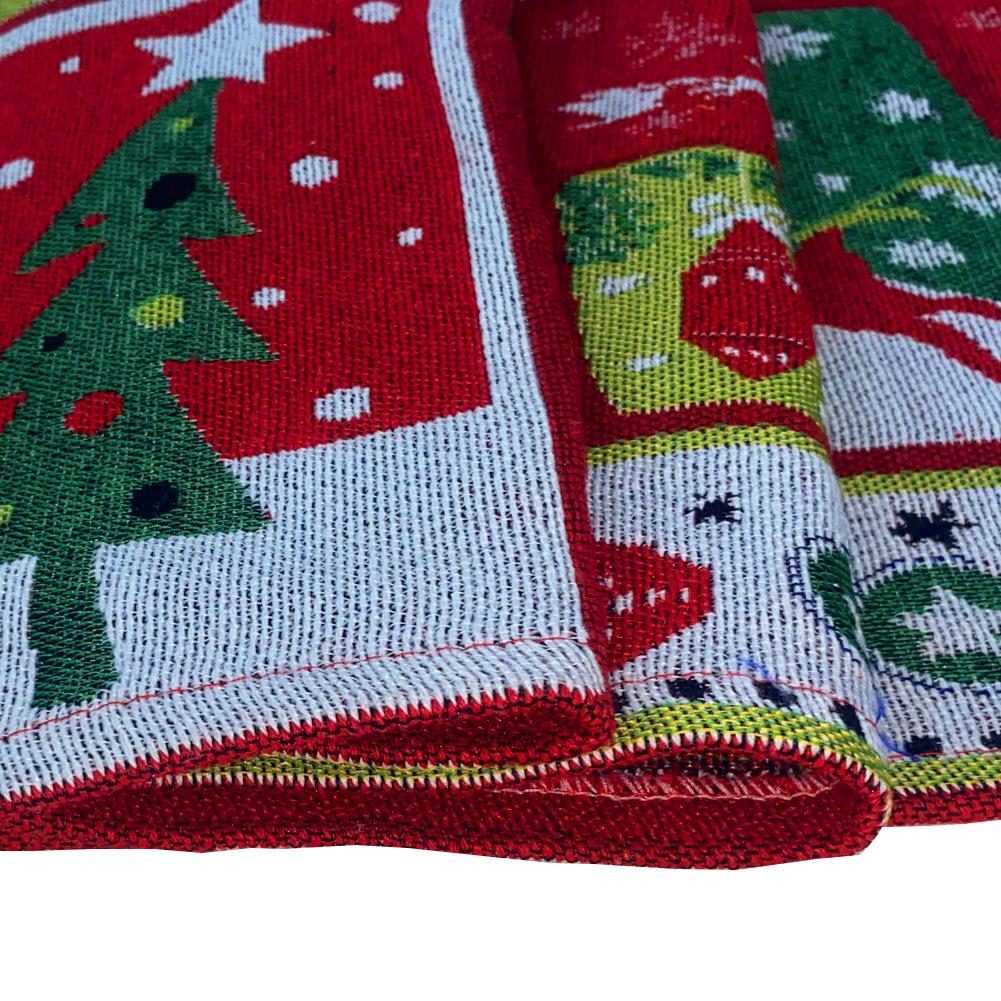 Inyahome Weihnachtsstrumpf Muster Jacquard Tischläufer mit Quasten Tischdecke für Weihnachtsessen Party Heimdekorationen