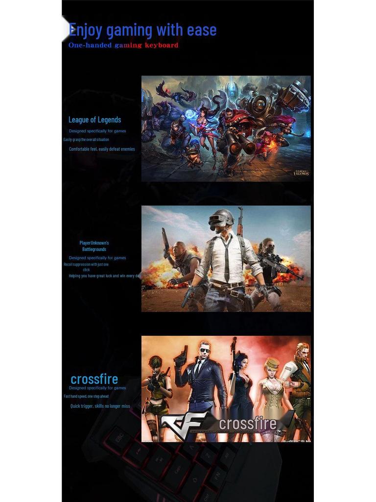 G7 One-Handed Mechanical Gaming Keyboard with Color Backlight for PUBG Esports