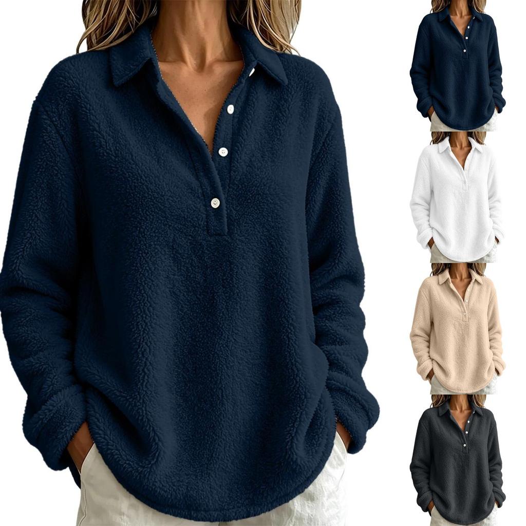 Women's Fashion Color Long Sleeve Pullover Sweatshirt for Casual Wear