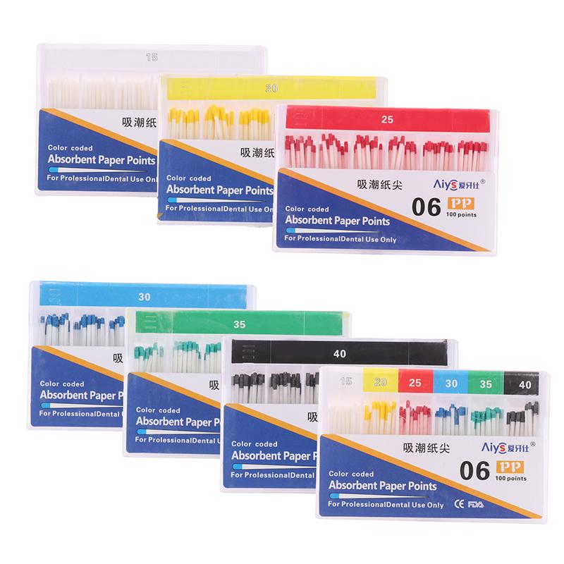 1 Låda Dental Absorberande Pappersspetsar Sterila Blandade Storlekar 02 04 06 Konicitet 15-40 Tandvårdsmaterial Endodonti Pappersspetsar