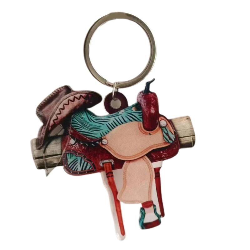 Colorful Saddles Pendant Keychain Acrylic Key Rings Accessory Handmade Keyring Bag Decoration Unique Gifts for Women