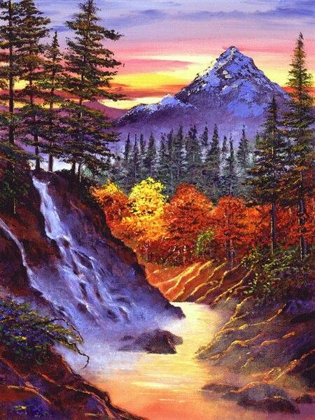 5d Diamond Painting Landscape Mountain Diamond Embroidery Sale Sunset River Rhinestones Mosaic Wall Art