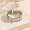 Stainless Steel Wide Face Opening Rings for Women Men Classic French Style Retro Texture Rings Banquet Charm Jewelry Accessories