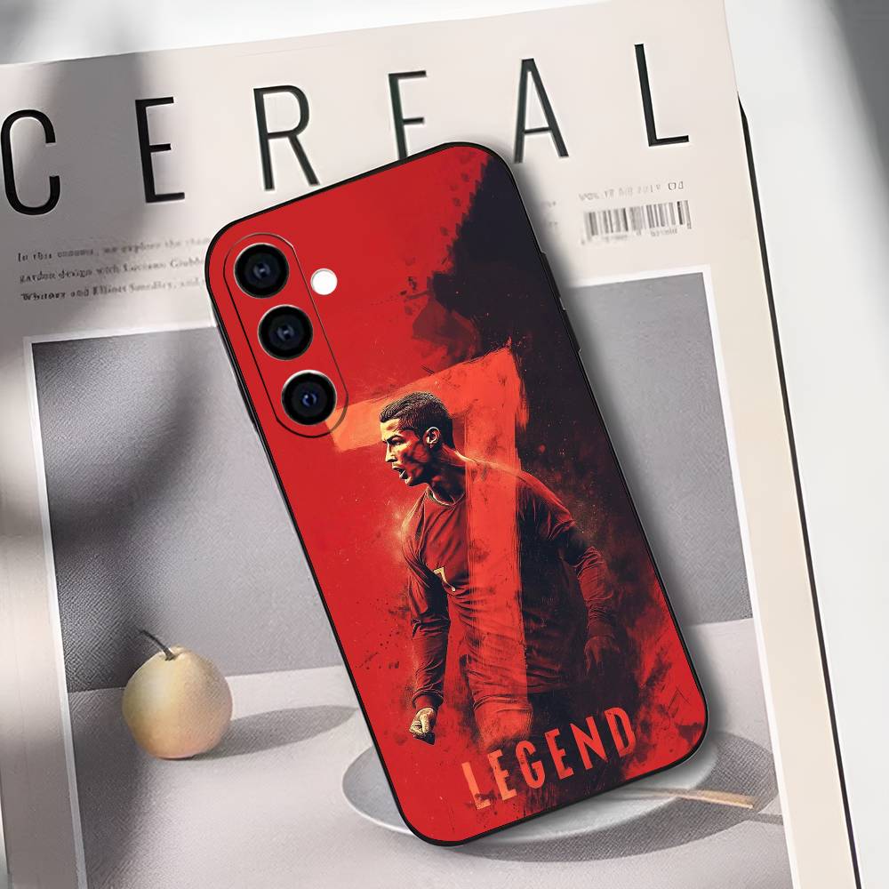 C-CR7 Football Ronaldo Phone Case For Samsung Galaxy A73,A72,A71,A70,A53,A52,A51,Soft Silicone Black Cover
