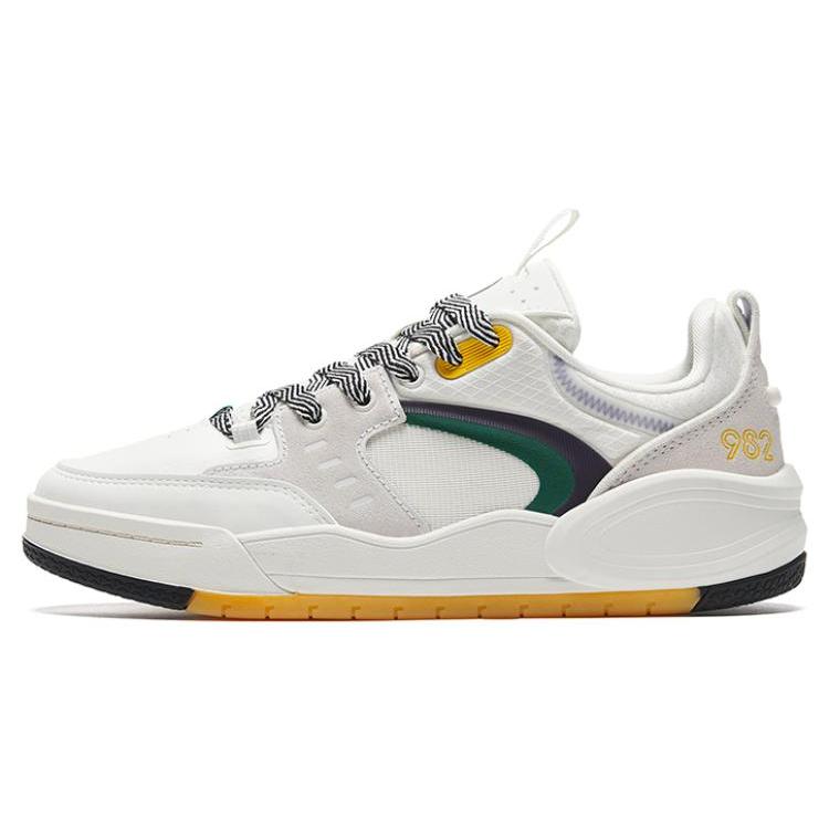 

new Anta 982EVO Anti Slip Wear Resistant Low Top Skateboard Shoes Women s White Green Yellow 35.5