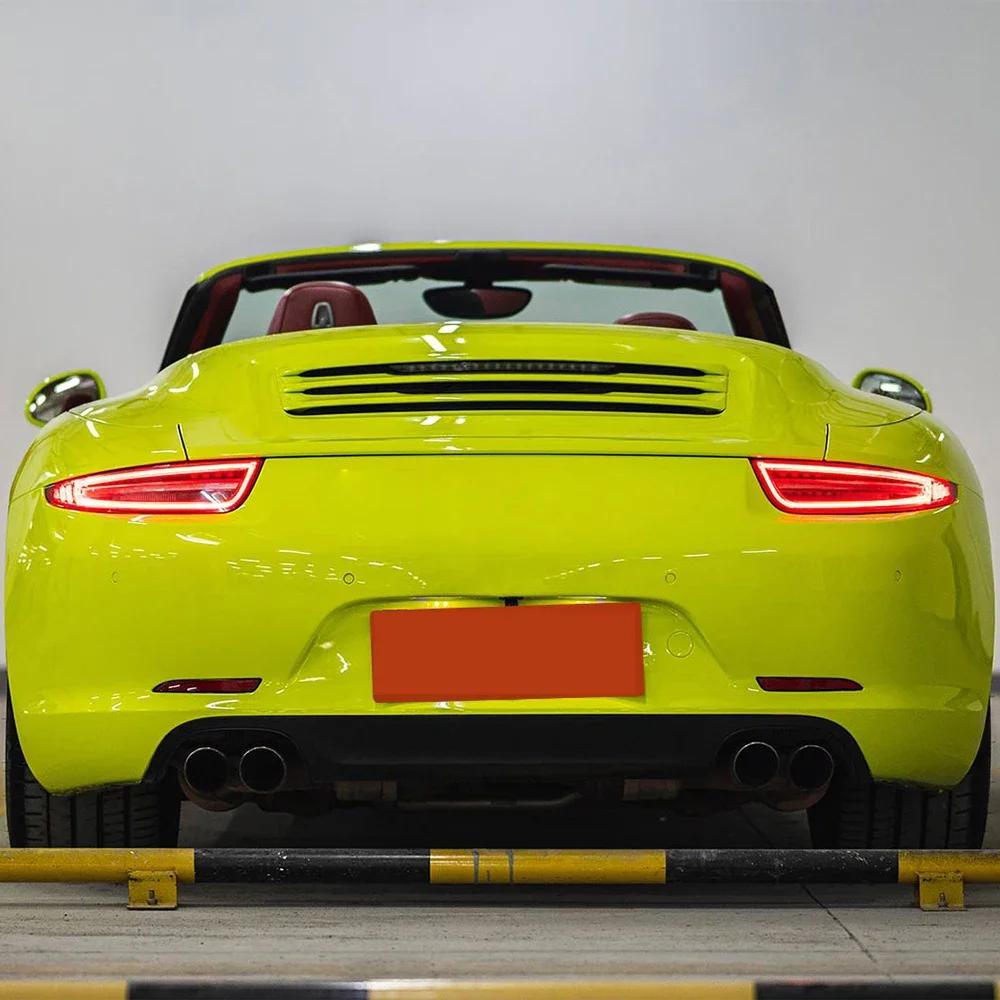 Car Sticker Acid Green Auto Wrapping Film Bubble Free PET Sticker Vinyl Film Car Accessories Auto Exterior Interior Decoration