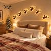 Decorative Angel Wall Sculpture 12Pcs Wooden Lamp, Christmas LED Silhouette Light with Warm Festive Backlit Backlight, Minimalist Art for Living Room