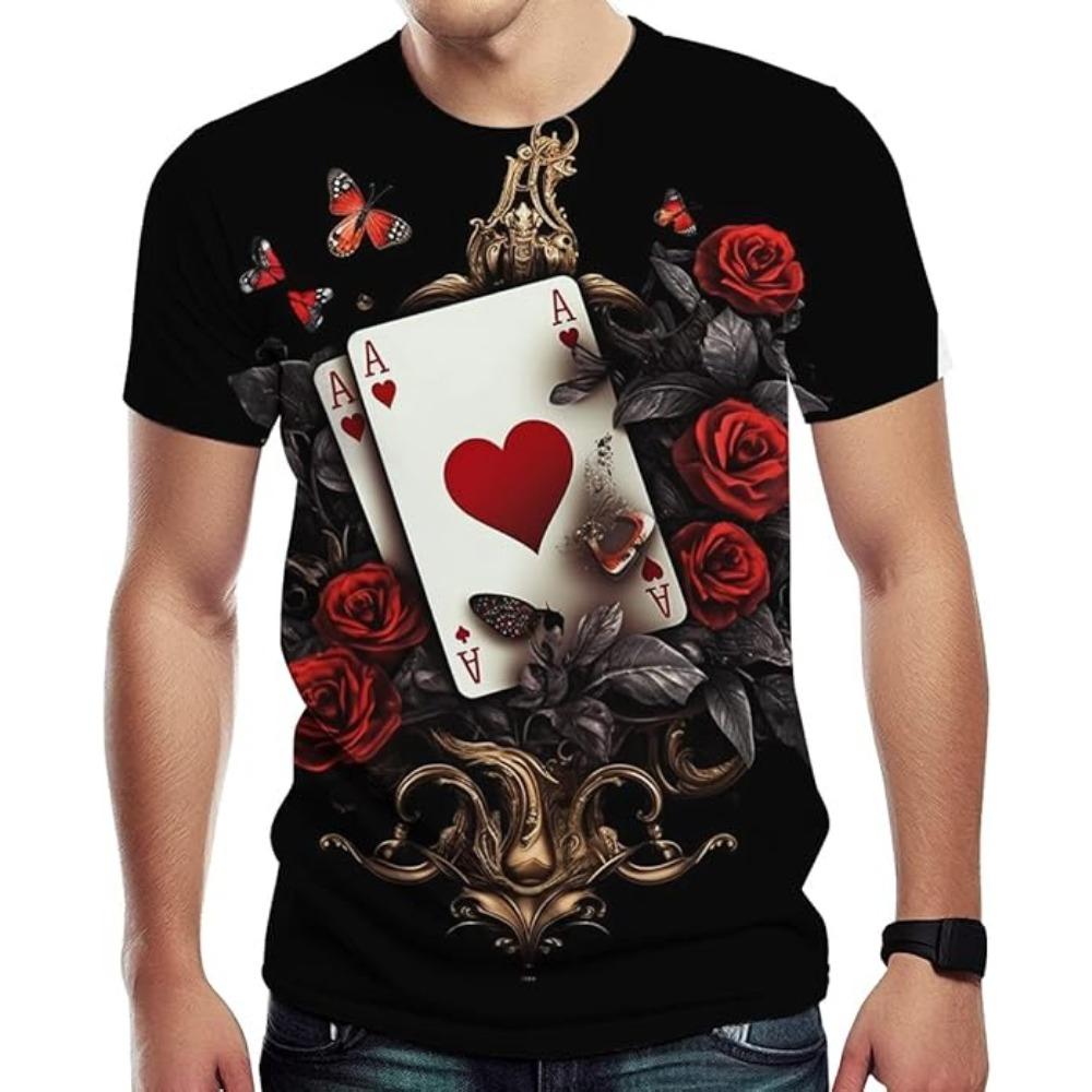 Summer Men's T-Shirt New Cool Poker Graphic T Shirts Casual Fashion Originality Card Pattern Tees 3D Printed Short Sleeve Tops