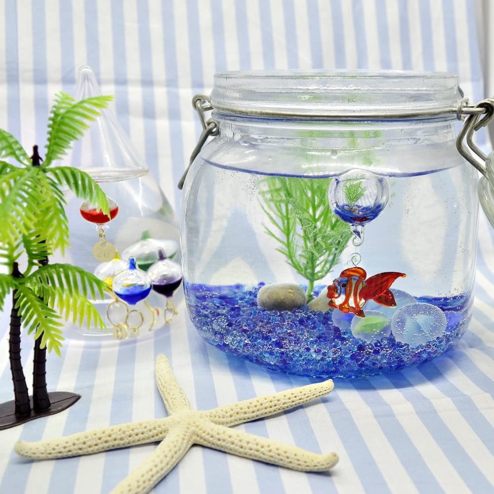 Fourcart Cute Handmade Glass Float, Swinging Goldfish, Width 26mm, Bead 20mm
