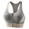 Color Block Shockproof Front Zip Racerback Sports Bra For Gym Running Seamless Back Closure