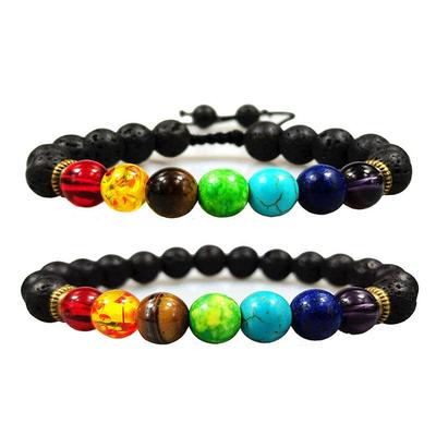 Siebenfarbiges Lapislazuli & Tigerauge Perlen Yoga Armband