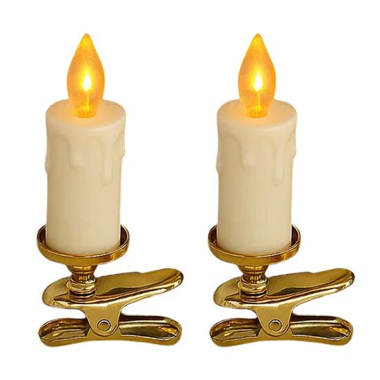 LED Clip Candle Light Set Flameless Flickering Christmas Tree Candle Lamp Electric Fake Candles for Home Christmas Party Decoration