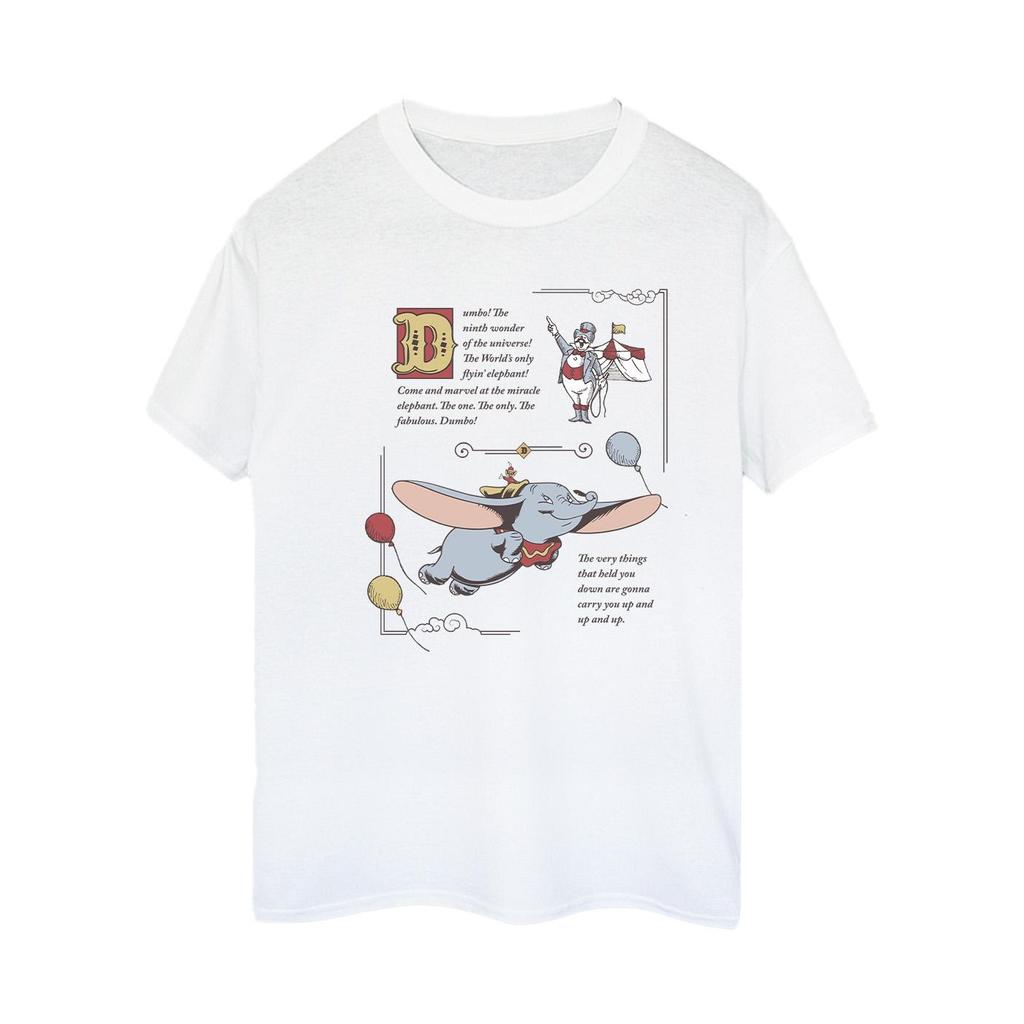 Disney Womens/Ladies Dumbo Story Book Page Cotton Boyfriend T-Shirt