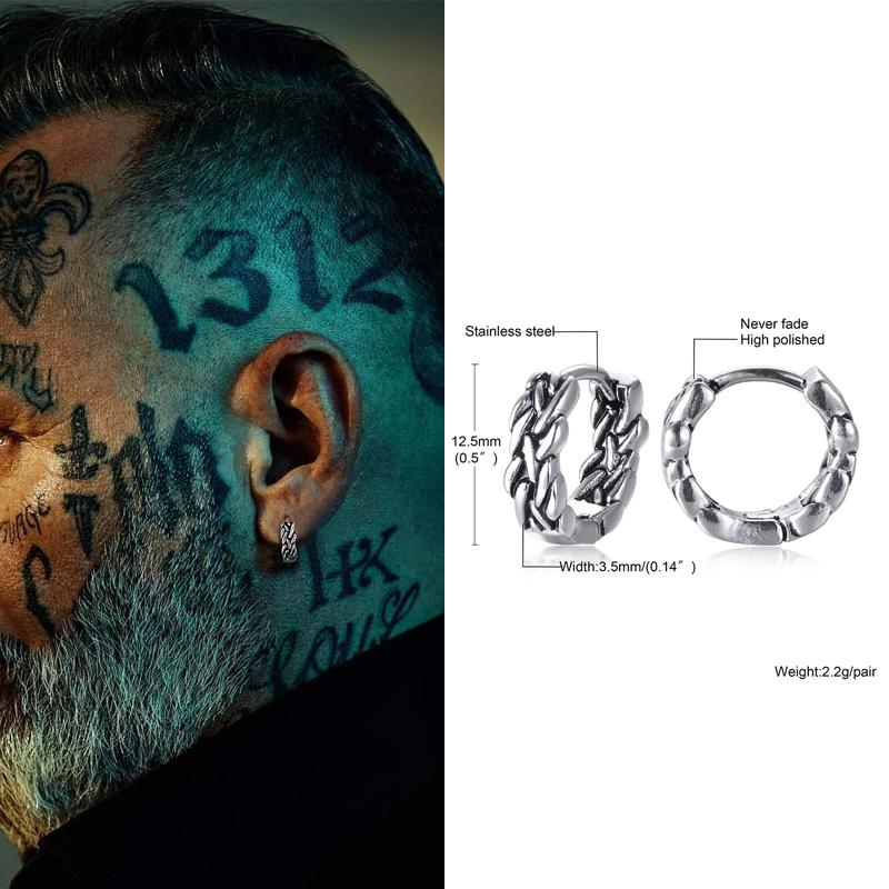 

Маленькие серьги-кольца, Толстые серьги-кольца в стиле викингов, Мужские серьги-кольца, Мужские серьги из нержавеющей стали круглой формы в стиле ретро с цирконом