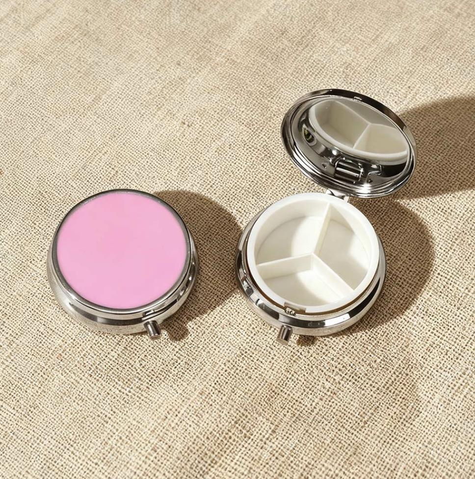 3 Cell Metal Pill Boxes Stainless Steel Round Pill Boxes Medicine Organizer Container Medicine Case Splitters Pill Candy Box