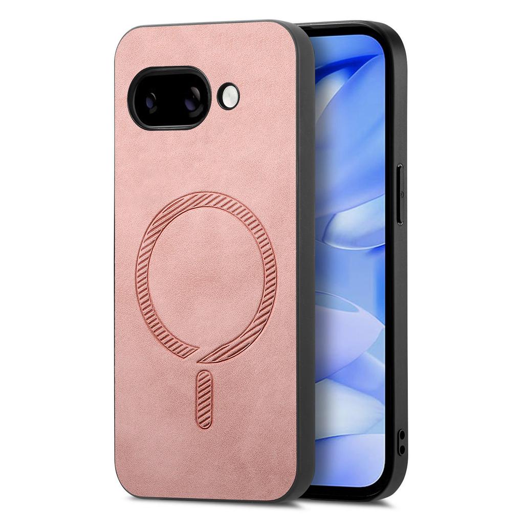 For Google Pixel 9a Leather Back Case Compatible with MagSafe Skin-touch Phone Cover