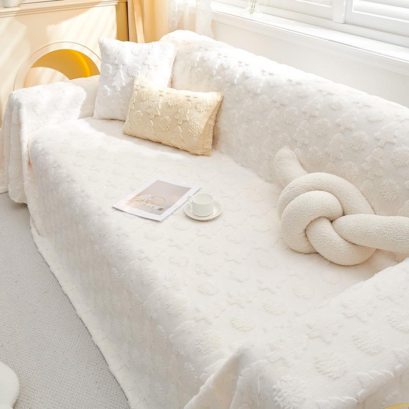 Nuovo Cuscino per Divano in Peluche di Coniglio Semplice Moderno Inverno Antiscivolo Caldo di Alta Gamma Copridivano Copertura Asciugamano