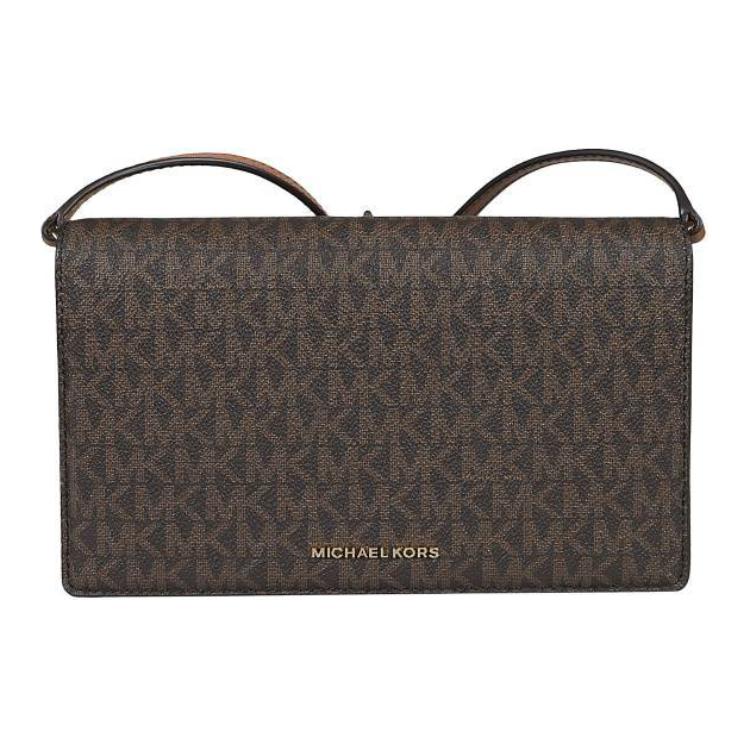 

Michael Kors Gold Logo Flap Crossbody Shoulder Bag Medium Women Bags Brown 32T4GJ6C6B_252 Basic Set (Bag+Dust Bag)