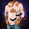 Men's Casual Halloween Print Raglan Three-Quarter Sleeve Shirt
