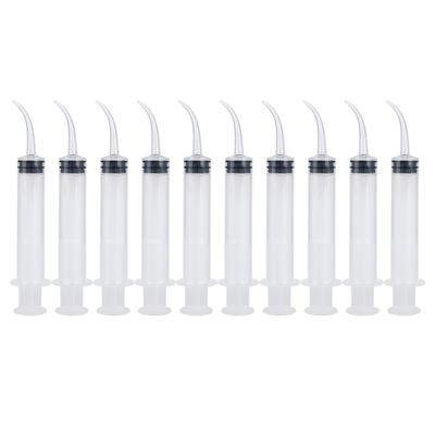 10Pcs Disposable Dental Irrigation Syringe Curved Tip Utility Hobby Tools 12CC
