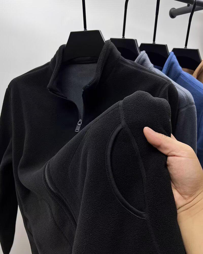 

Мужской толстый теплый флисовый кардиган-свитер - повседневная спортивная куртка с воротником-стойкой на осень/зиму XL