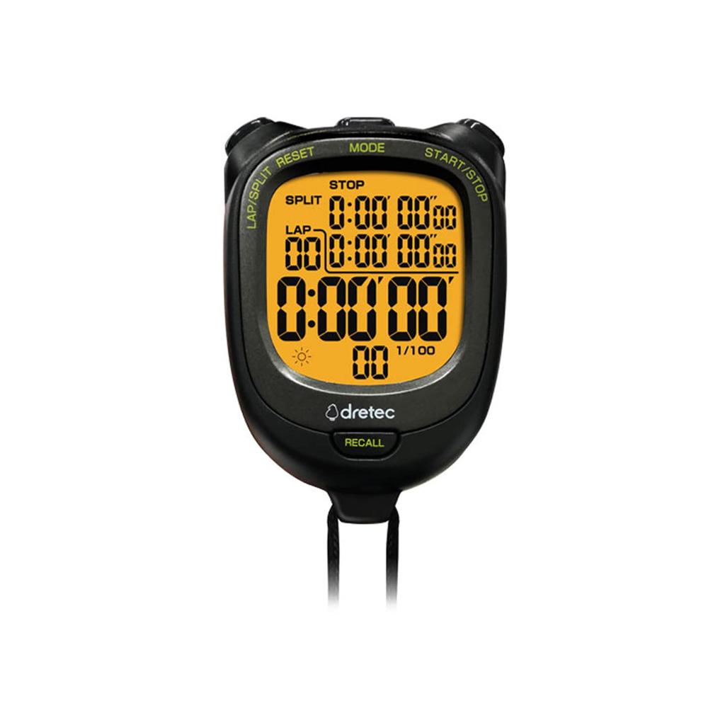 Dretec Stopwatch with Neck Strap "Speel L" SW-123BK, Backlight, Waterproof, IPX7,