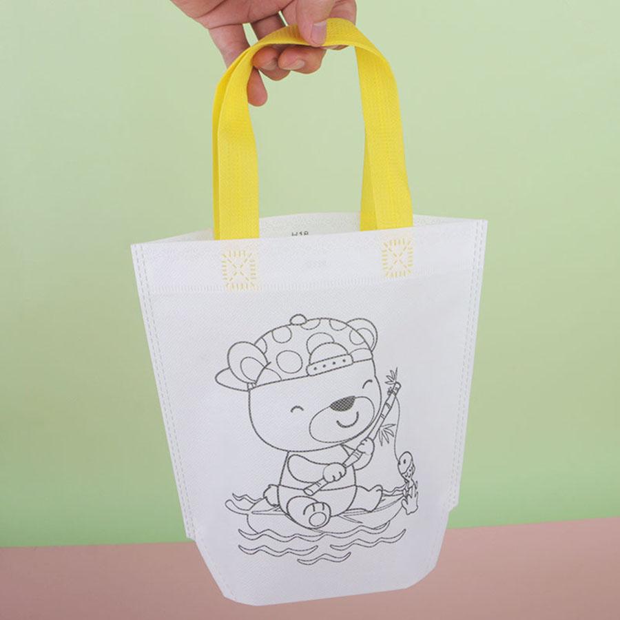 5/10 Stück DIY Doppelseitige Graffiti-Tasche mit Buntstift zum Ausmalen Vliesstofftaschen Bastelbedarf Zeichen-Geschenktasche JXB