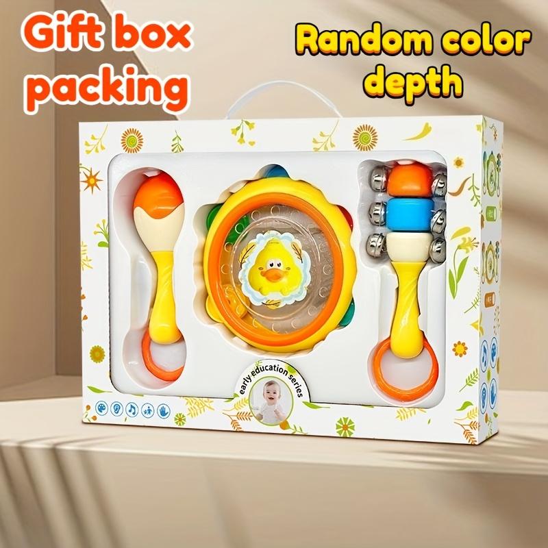 

3pcs Musical Hand Drum & Bell Set with Vibrant Yellow & Green Design, Perfect for Christmas & Halloween Gifts жёлтый