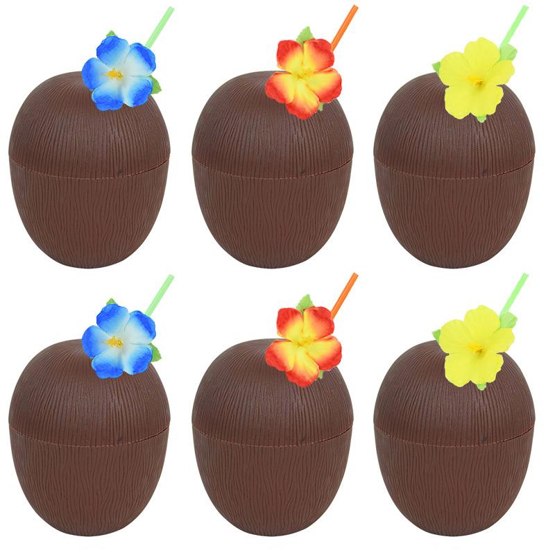 

6/12pcs Hawaii Party Coconut Pineapple Cups Luau Flamingo Summer Beach Birthday Hawaiian Tropical Party Decoration Wedding