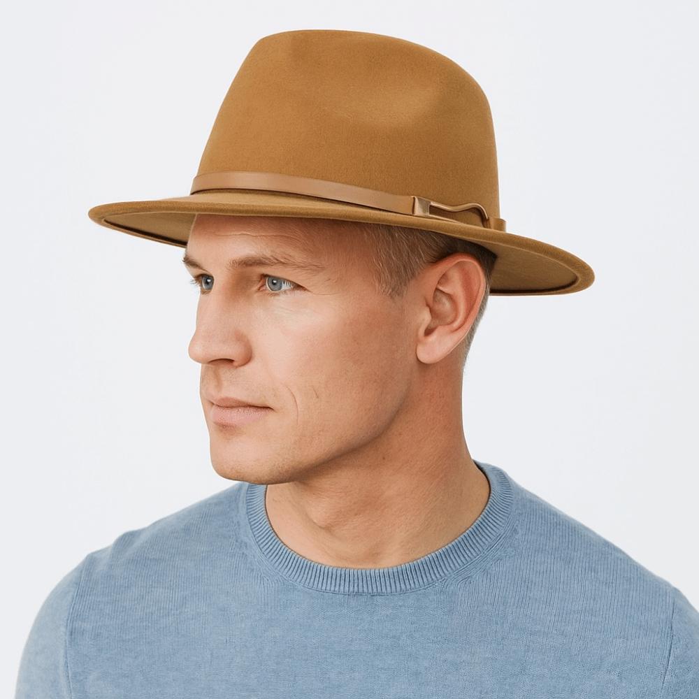 Wide Brim Jazz Hat Adjustable Panama Cap Fashion Felt Fedora Hats Unisex