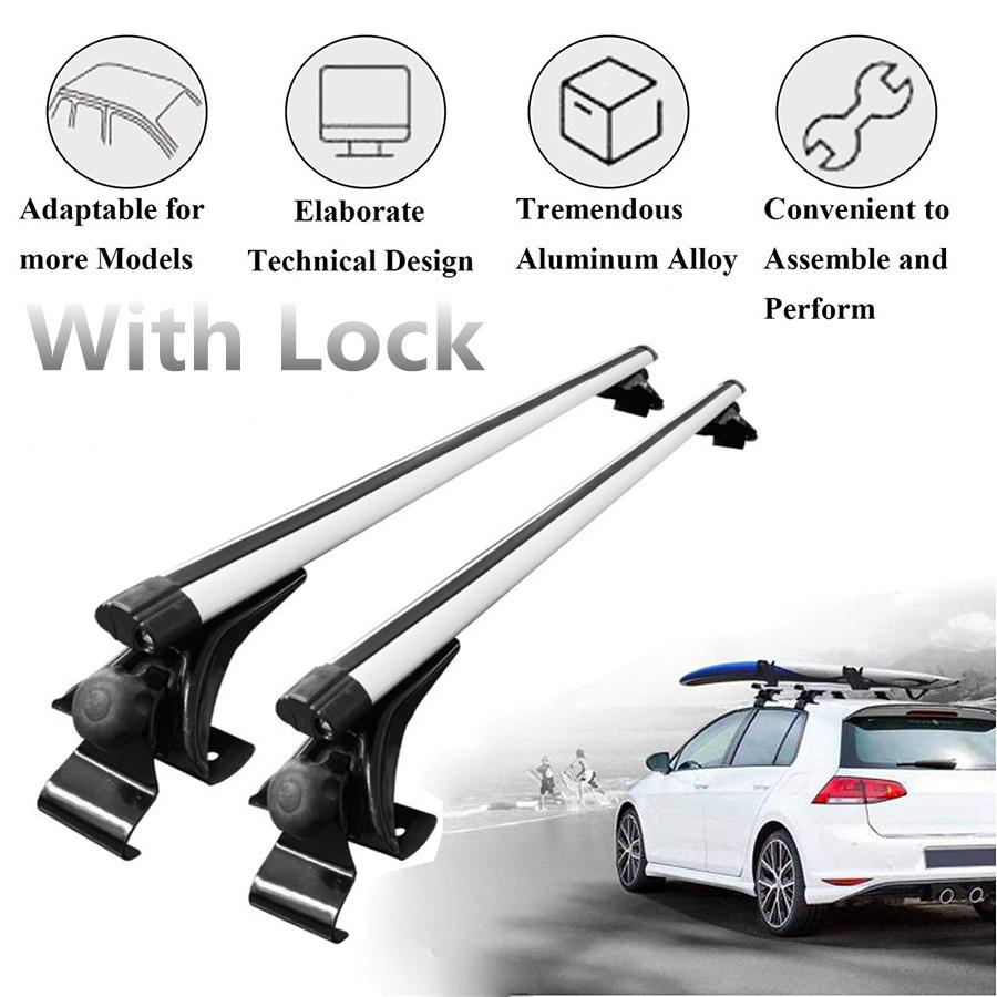 54" Universal Car Top Roof Rack Cross Tube Bar Cargo Luggage Carrier Rack Silver