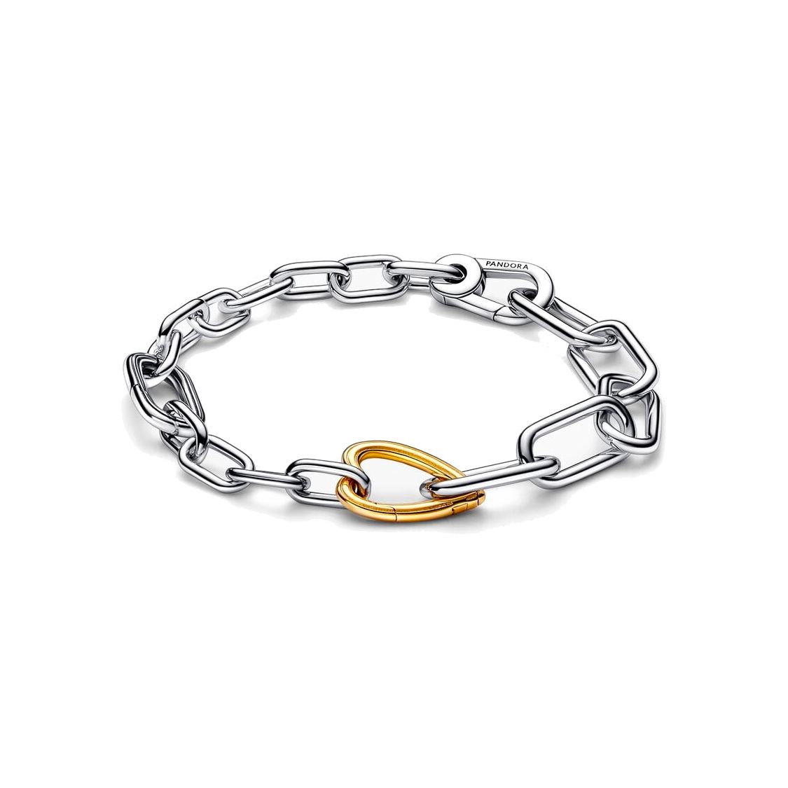 Pandora Me Heart Charm Series Two-Tone Fashion Versatile Simple 925 Silver Bracelet Unisex bracelet 562527C00 Box,17.5