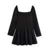 Spring 2025 Women's Slim Square Neck Pleated Short Dress