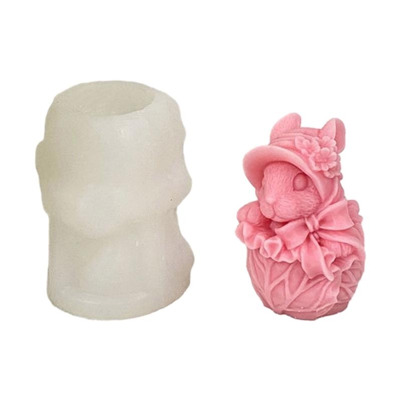 Cauliflower Rabbit Silicone Mold for Handmade Desktop Decor Gypsum Epoxy Resin Aroma Candle Mould for Home Decoration