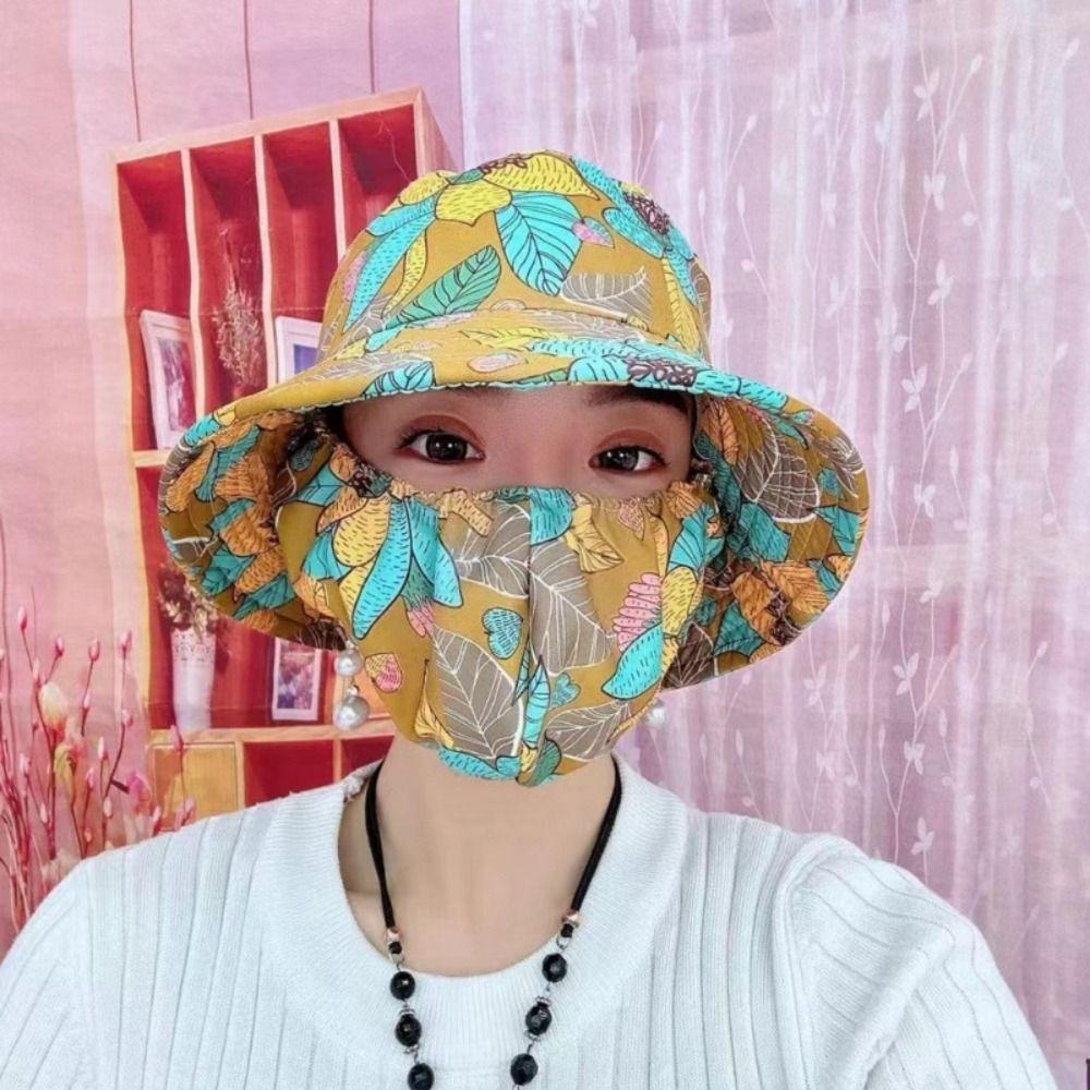 Cover Face Cap Sunscreen Mask Face Mask Bucket Hat Portable Women Sun Hat  Climbing
