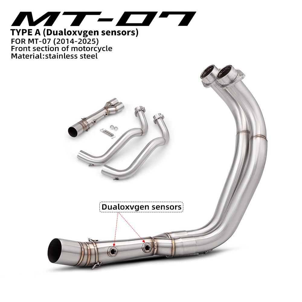 Motorcycle Exhaust System w/ O2 Sensor Port for MT-07/FZ-07/XSR700 (2014-2025)