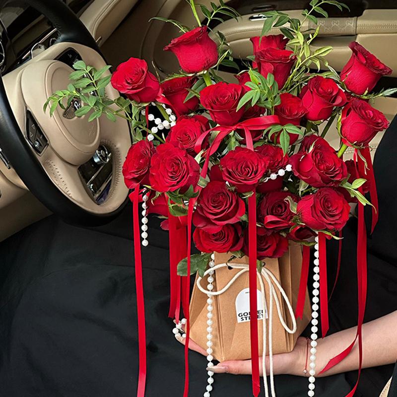 2Pcs Flower Packaging Bags Kraft Paper Candy Gift Box Bouquet Handbag Basket Packing Wedding Birthday Party Supplies